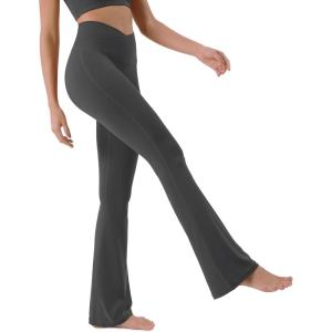imageODODOS Cloud Feeling Crossover High Waist Flared Pants for Women Bootcut Yoga Pants with Back Pocket3032quot InseamCharcoal
