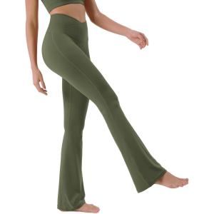 imageODODOS Cloud Feeling Crossover High Waist Flared Pants for Women Bootcut Yoga Pants with Back Pocket3032quot InseamDark Olive