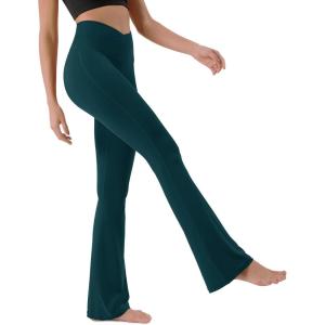 imageODODOS Cloud Feeling Crossover High Waist Flared Pants for Women Bootcut Yoga Pants with Back Pocket3032quot InseamForest Teal