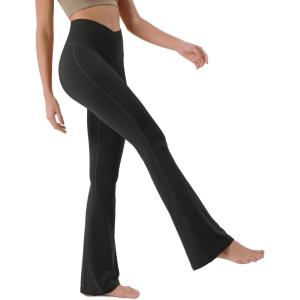 imageODODOS Cloud Feeling Crossover High Waist Flared Pants for Women Bootcut Yoga Pants with Back Pocket3032quot InseamOnyx Black Grey