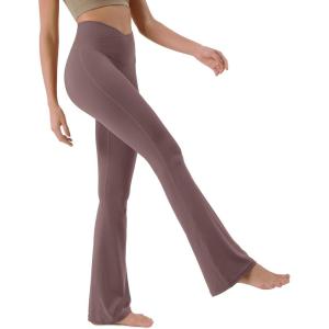 imageODODOS Cloud Feeling Crossover High Waist Flared Pants for Women Bootcut Yoga Pants with Back Pocket3032quot InseamPurple Taupe