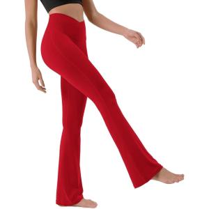imageODODOS Cloud Feeling Crossover High Waist Flared Pants for Women Bootcut Yoga Pants with Back Pocket3032quot InseamRed