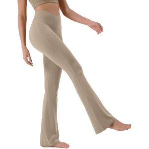 imageODODOS Cloud Feeling Crossover High Waist Flared Pants for Women Bootcut Yoga Pants with Back Pocket3032quot InseamShaker Beige