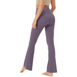 imageODODOS Womens Cloud Feeling Crossover Flared Pants with Back Pocket High Waist Bootcut Lounge Yoga Pants3032quot InseamAsh Violet