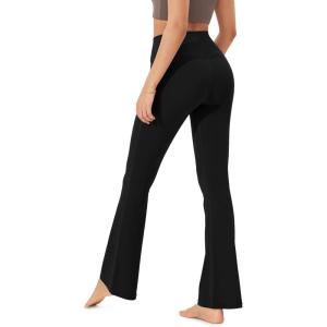 imageODODOS Womens Cloud Feeling Crossover Flared Pants with Back Pocket High Waist Bootcut Lounge Yoga Pants3032quot InseamBlack