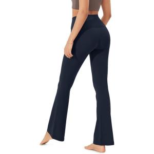 imageODODOS Womens Cloud Feeling Crossover Flared Pants with Back Pocket High Waist Bootcut Lounge Yoga Pants3032quot InseamDeep Navy
