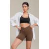 imageODODOS Cloud Feeling Cross Waist Yoga Shorts for Women 6quot Crossover High Waist Lounge Biker ShortsBrunette