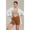 imageODODOS Cloud Feeling Cross Waist Yoga Shorts for Women 6quot Crossover High Waist Lounge Biker ShortsCaramel
