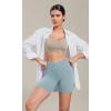 imageODODOS Cloud Feeling Cross Waist Yoga Shorts for Women 6quot Crossover High Waist Lounge Biker ShortsChambray