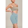 imageODODOS Cloud Feeling Cross Waist Yoga Shorts for Women 6quot Crossover High Waist Lounge Biker ShortsChambray