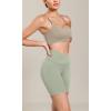imageODODOS Cloud Feeling Cross Waist Yoga Shorts for Women 6quot Crossover High Waist Lounge Biker ShortsLime Stone