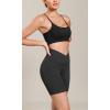 imageODODOS Cloud Feeling Cross Waist Yoga Shorts for Women 6quot Crossover High Waist Lounge Biker ShortsOnyx Black Grey
