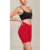 imageODODOS Cloud Feeling Cross Waist Yoga Shorts for Women 6quot Crossover High Waist Lounge Biker ShortsRed