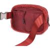 imageODODOS Fleece Mini Belt Bag with Adjustable Strap Sherpa Small Waist Pouch Fanny Pack for Workout Running Traveling Hiking BrownFleece Apple