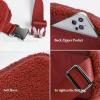 imageODODOS Fleece Mini Belt Bag with Adjustable Strap Sherpa Small Waist Pouch Fanny Pack for Workout Running Traveling Hiking BrownFleece Apple