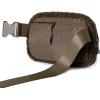 imageODODOS Fleece Mini Belt Bag with Adjustable Strap Sherpa Small Waist Pouch Fanny Pack for Workout Running Traveling Hiking BrownFleece Brown