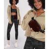 imageODODOS Fleece Mini Belt Bag with Adjustable Strap Sherpa Small Waist Pouch Fanny Pack for Workout Running Traveling Hiking BrownGlossy Red Brown