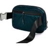 imageODODOS Fleece Mini Belt Bag with Adjustable Strap Sherpa Small Waist Pouch Fanny Pack for Workout Running Traveling Hiking BrownGlossy Teal Green