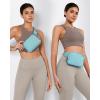 imageODODOS Fleece Mini Belt Bag with Adjustable Strap Sherpa Small Waist Pouch Fanny Pack for Workout Running Traveling Hiking BrownIcing Blue