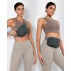 imageODODOS Fleece Mini Belt Bag with Adjustable Strap Sherpa Small Waist Pouch Fanny Pack for Workout Running Traveling Hiking BrownIron Gray