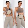 imageODODOS Fleece Mini Belt Bag with Adjustable Strap Sherpa Small Waist Pouch Fanny Pack for Workout Running Traveling Hiking BrownIvory Black