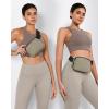 imageODODOS Fleece Mini Belt Bag with Adjustable Strap Sherpa Small Waist Pouch Fanny Pack for Workout Running Traveling Hiking BrownKhaki
