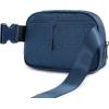 imageODODOS Fleece Mini Belt Bag with Adjustable Strap Sherpa Small Waist Pouch Fanny Pack for Workout Running Traveling Hiking BrownLeopard Navy
