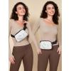 imageODODOS Fleece Mini Belt Bag with Adjustable Strap Sherpa Small Waist Pouch Fanny Pack for Workout Running Traveling Hiking BrownLetters Black