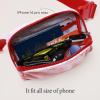 imageODODOS Fleece Mini Belt Bag with Adjustable Strap Sherpa Small Waist Pouch Fanny Pack for Workout Running Traveling Hiking BrownLetters Red