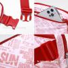 imageODODOS Fleece Mini Belt Bag with Adjustable Strap Sherpa Small Waist Pouch Fanny Pack for Workout Running Traveling Hiking BrownLetters Red