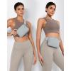 imageODODOS Fleece Mini Belt Bag with Adjustable Strap Sherpa Small Waist Pouch Fanny Pack for Workout Running Traveling Hiking BrownLight Grey