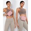 imageODODOS Fleece Mini Belt Bag with Adjustable Strap Sherpa Small Waist Pouch Fanny Pack for Workout Running Traveling Hiking BrownLight Pink