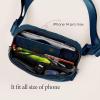 imageODODOS Fleece Mini Belt Bag with Adjustable Strap Sherpa Small Waist Pouch Fanny Pack for Workout Running Traveling Hiking BrownNavy