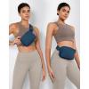 imageODODOS Fleece Mini Belt Bag with Adjustable Strap Sherpa Small Waist Pouch Fanny Pack for Workout Running Traveling Hiking BrownNavy