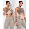 imageODODOS Fleece Mini Belt Bag with Adjustable Strap Sherpa Small Waist Pouch Fanny Pack for Workout Running Traveling Hiking BrownPale Coral