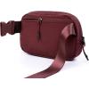 imageODODOS Fleece Mini Belt Bag with Adjustable Strap Sherpa Small Waist Pouch Fanny Pack for Workout Running Traveling Hiking BrownQuilted Wine