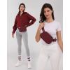 imageODODOS Fleece Mini Belt Bag with Adjustable Strap Sherpa Small Waist Pouch Fanny Pack for Workout Running Traveling Hiking BrownQuilted Wine