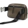 imageODODOS Fleece Mini Belt Bag with Adjustable Strap Sherpa Small Waist Pouch Fanny Pack for Workout Running Traveling Hiking BrownVegan Leather Matt Brown