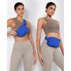 imageODODOS Fleece Mini Belt Bag with Adjustable Strap Sherpa Small Waist Pouch Fanny Pack for Workout Running Traveling Hiking BrownWild Blue