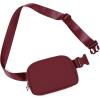 imageODODOS Fleece Mini Belt Bag with Adjustable Strap Sherpa Small Waist Pouch Fanny Pack for Workout Running Traveling Hiking BrownWine