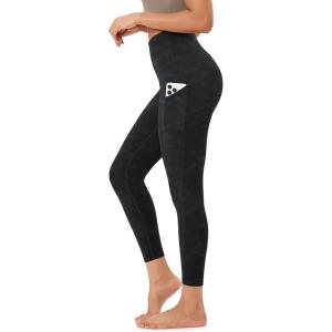 imageODODOS Womens High Waisted Yoga Leggings with Pockets Tummy Control Non See Through Workout Athletic Running Yoga PantsCamo Black