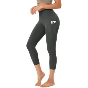 imageODODOS Womens High Waisted Yoga Leggings with Pockets Tummy Control Non See Through Workout Athletic Running Yoga PantsCharcoal