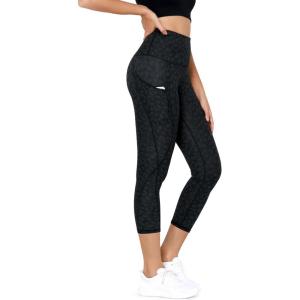 imageODODOS Womens High Waisted Yoga Leggings with Pockets Tummy Control Non See Through Workout Athletic Running Yoga PantsCharcoal Leopard