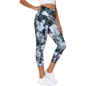 imageODODOS Womens High Waisted Yoga Leggings with Pockets Tummy Control Non See Through Workout Athletic Running Yoga PantsCrosstalk Navy