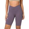 imageODODOS Cloud Feeling Crossover Yoga Shorts with Back Pocket for Women 6quot  8 V High Wasit Lounge Biker ShortsAsh Violet