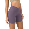 imageODODOS Cloud Feeling Crossover Yoga Shorts with Back Pocket for Women 6quot  8 V High Wasit Lounge Biker ShortsAsh Violet