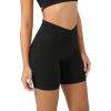 imageODODOS Cloud Feeling Crossover Yoga Shorts with Back Pocket for Women 6quot  8 V High Wasit Lounge Biker ShortsBlack