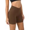 imageODODOS Cloud Feeling Crossover Yoga Shorts with Back Pocket for Women 6quot  8 V High Wasit Lounge Biker ShortsBrunette