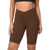 imageODODOS Cloud Feeling Crossover Yoga Shorts with Back Pocket for Women 6quot  8 V High Wasit Lounge Biker ShortsBrunette