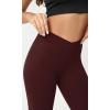 imageODODOS Cloud Feeling Crossover Yoga Shorts with Back Pocket for Women 6quot  8 V High Wasit Lounge Biker ShortsBurgundy
